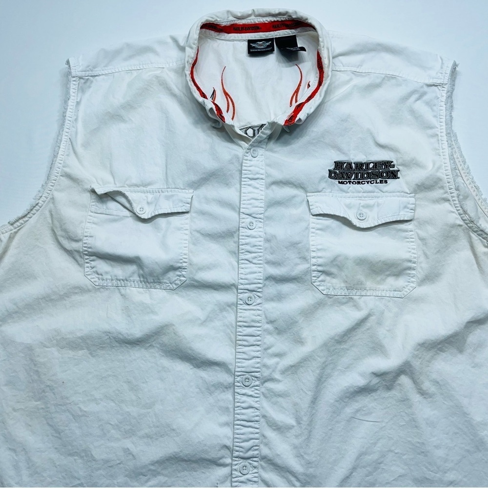 Harley Davidson Button Up Shirt Mens 5XL Sleeveless Cotton Biker Vest Mechanic